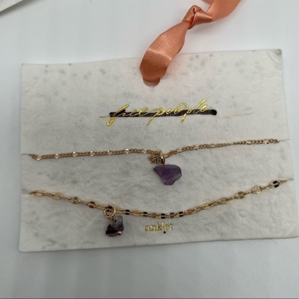 2 Free people ankle bracelet 14k Gold Plated Anklet Set - Picture 3 of 4